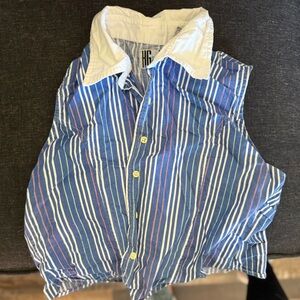 Blue Striped Button-Up Shirt